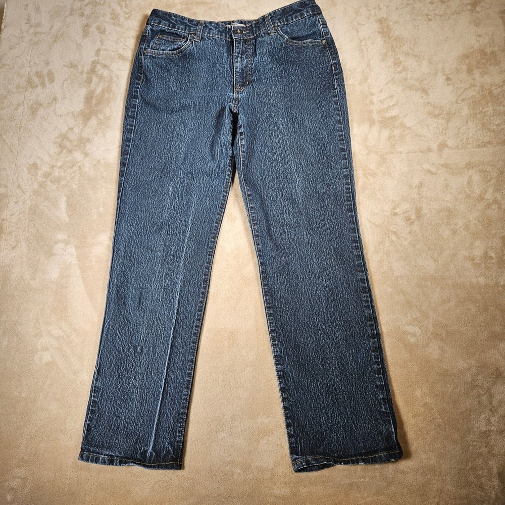 Bandolino Blu Mandie Womens Dark Wash Straight Leg Jeans Size 14 Denim Blue